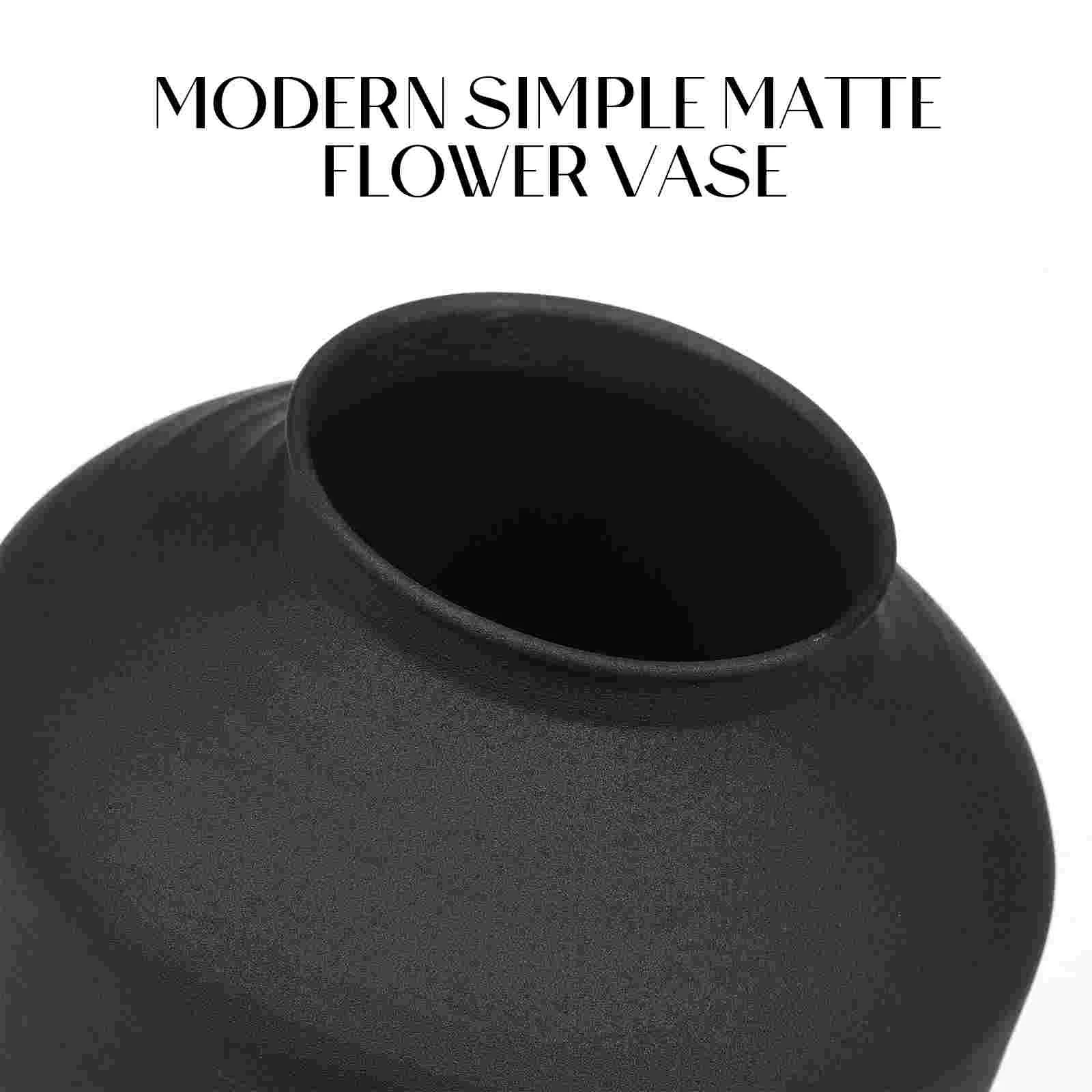 Modern Iron Flower Vase Matte Black Vase Home Decor Large Black Vase Metal Flower Pot Office Plant Holder Bouquet Vase 2