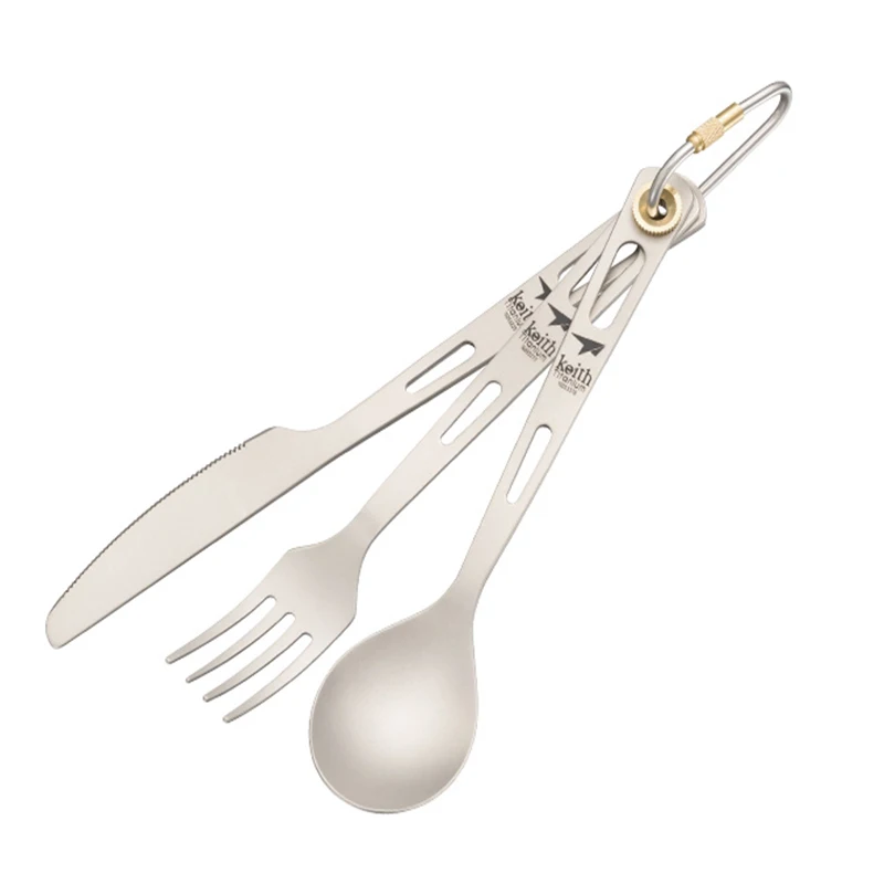

Keith Titanium Tableware Portable Outdoor Camping Knife Fork Spoon Ultralight Titanium Cutlery Sets Christmas Gift 53g Ti5310