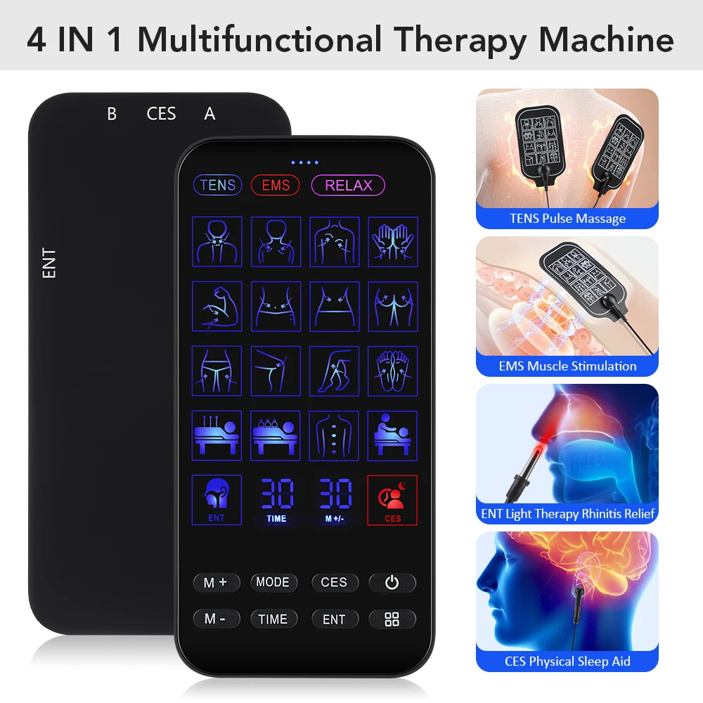 4 In 1 CES Microcurrent Sleep Aid Device ,TENS massage,EMS muscle stimulation,Tinnitus Ear Laser Therapy Fast Sleep Instrument