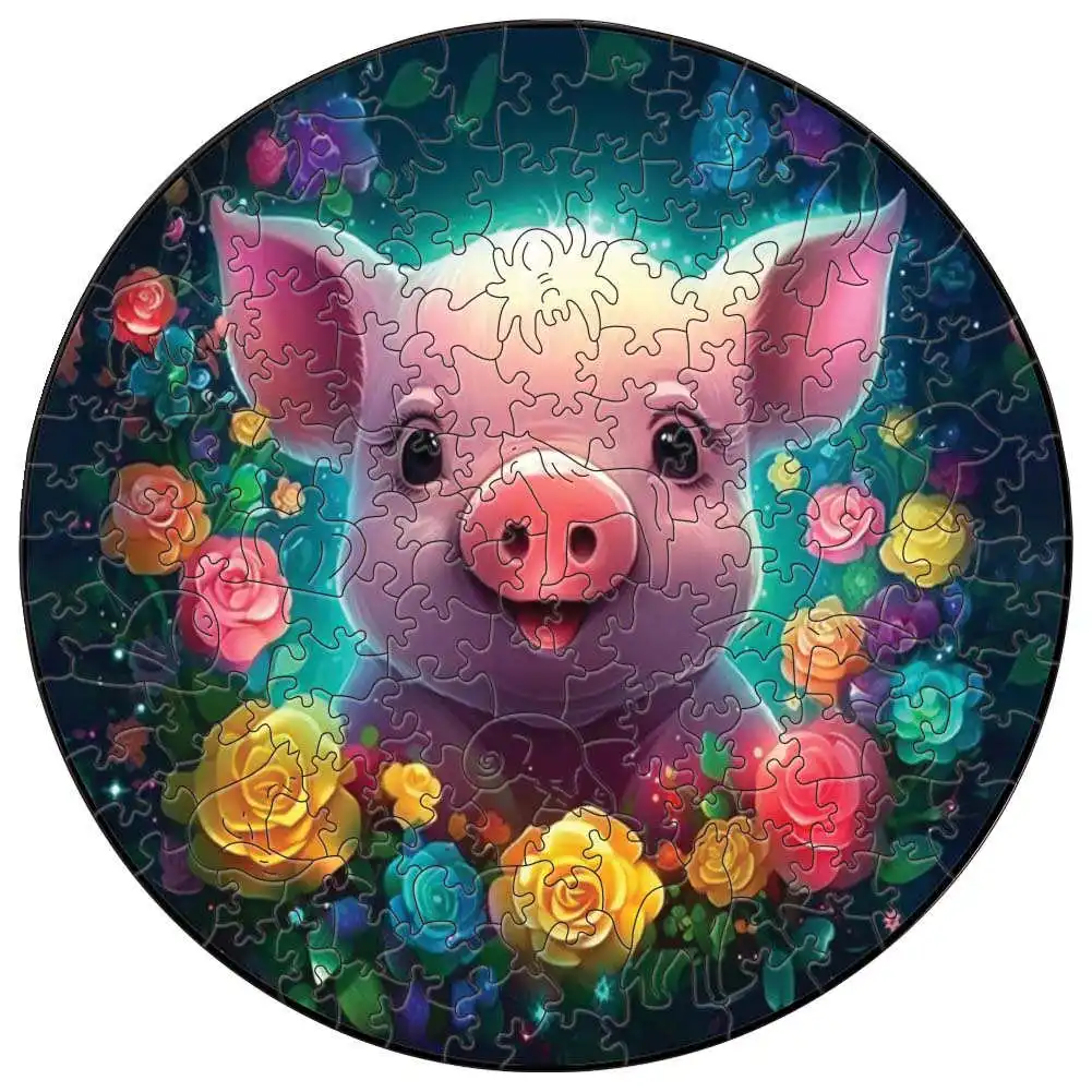 Jigsaw puzzles wooden jigsaw puzzles wooden puzzle toys Pig Panda Wooden Puzzle Animals Wood Jigsaw DIY Puzzle Party Games Educational Intelligent Gift for Kids Toys Perfect Gift
