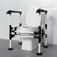 Elderly Toilet Seat with Handrails - Punch-Free Safety Bracket, Power-Assisted Up Railings, Strong Load Bearing for Stability 2