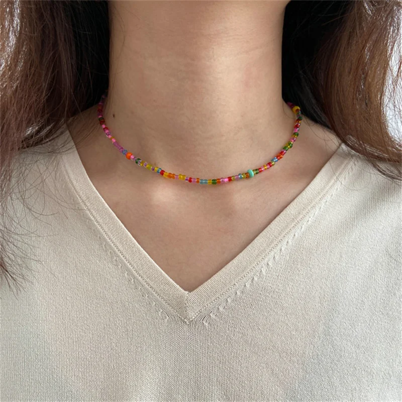 Trendy Böhmen Bunte Perlen Kette Choker Halskette für Frauen Männer Mädchen Schöne Kleine Blume Zubehör Halsketten Schmuck Geschenke – Detail 21