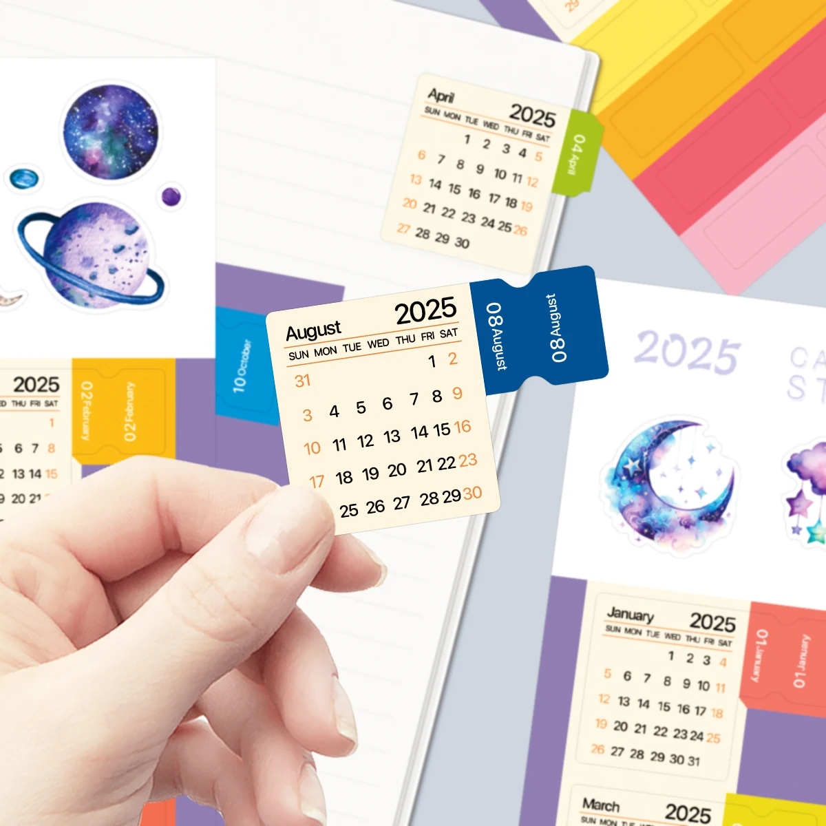 Calendar Stickers 2Sheets Monthly Index Tabs For Your Planner or Diary Decorative Planner Sticker For Notebook DIY Crafts