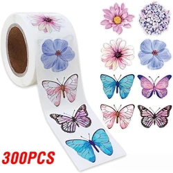 Colorful Butterfly Flower Stickers - 8 Unique Designs for Party Decorations and Scrapbooking (QY2626 - 300pcs)