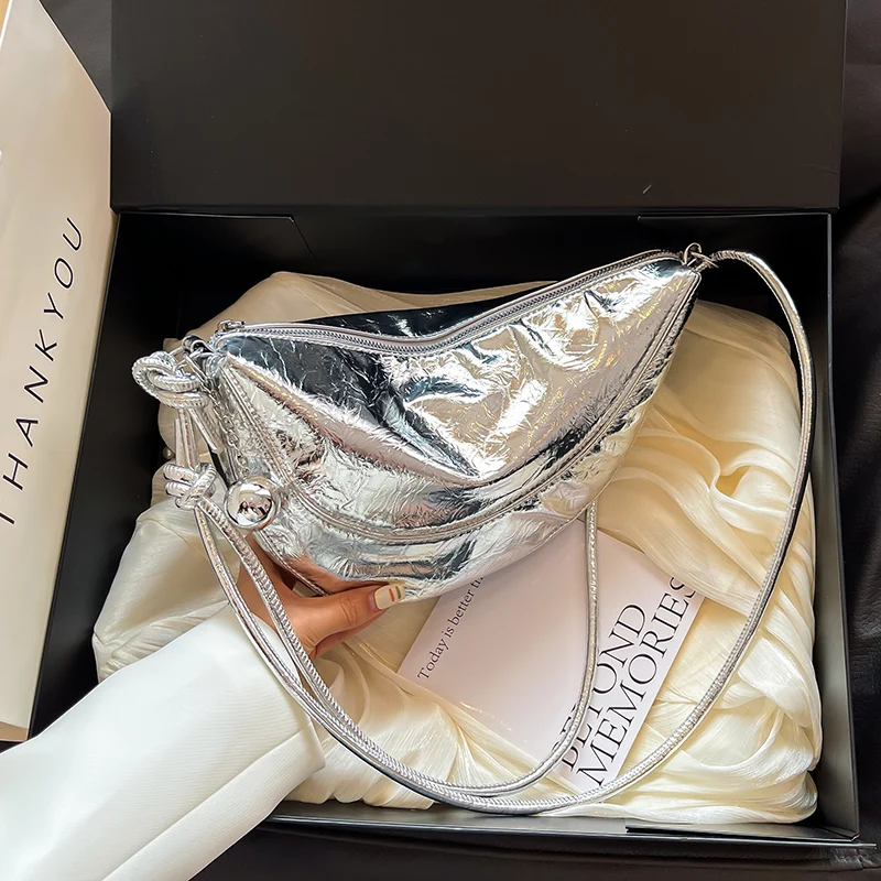 

Маленькие серебряные сумки через плечо для женщин 2024 Y2k корейская мода дизайнерская женская сумка-мешок женская сумка на плечо сумки и кошельки