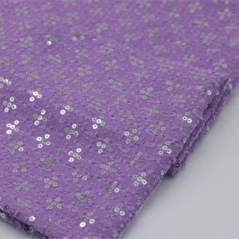 Purple Sequins Denim Fabric Clothing Designer Fabric