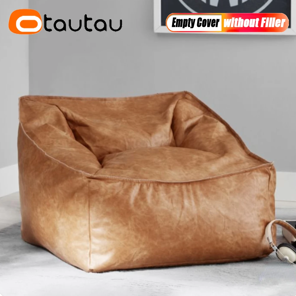 

OTAUTAU из искусственной кожи Bean Bag чехол без наполнителя Beanbag диван Чехол без наполнения SF198