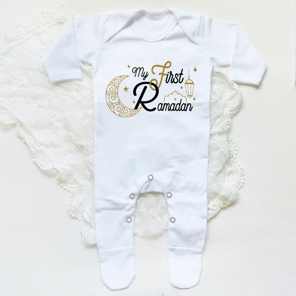 Baby Sleepsuit Baby Clothes My First Ramadan Print Baby Sleepsuit Boys Girls Clothes Newborn First Ramadan Babygrow Sleepsuit New Born Shower Gift Rompers