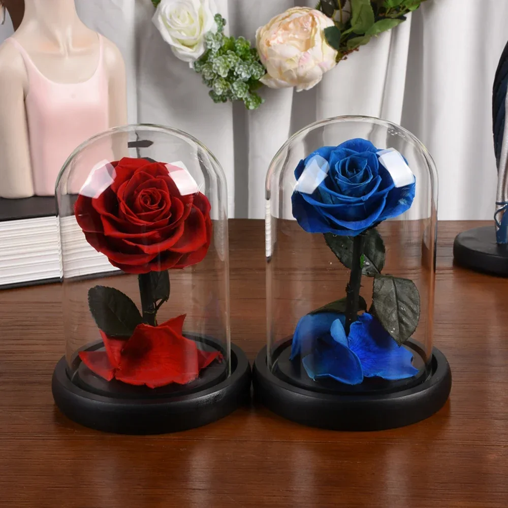 Rosa Immortale In Cupola Di Vetro Gialla – Decorazione Stabilizzata Per Casa E Ufficio, Regalo Per San Valentino E Natale
