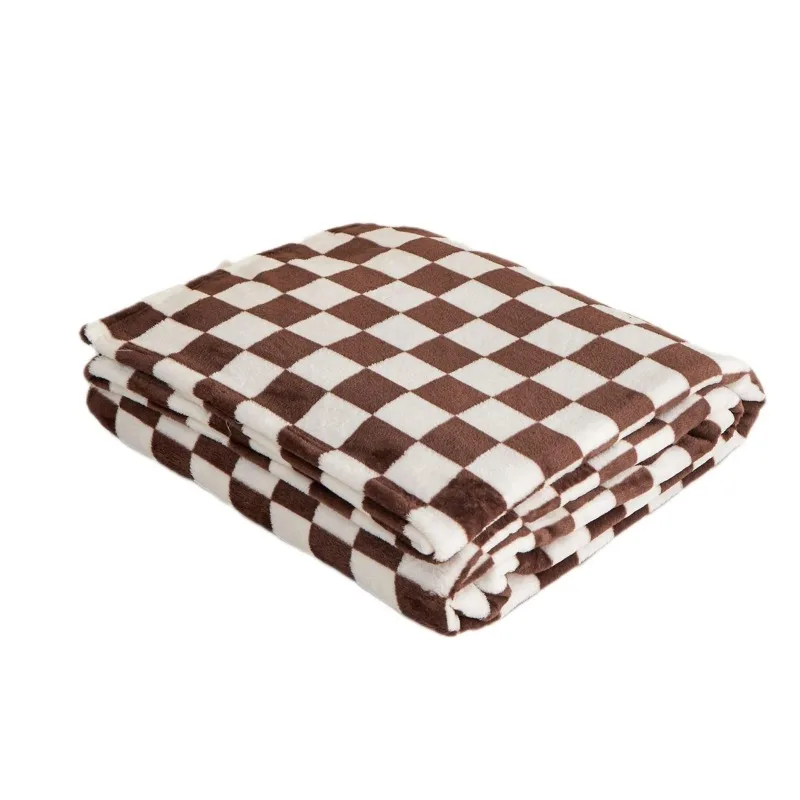 Retro Checkerboard Plaid Flannel Blanket Super Soft Warm Throw Blanket Office Sofa Cover Bedspread Gift Blankets 3