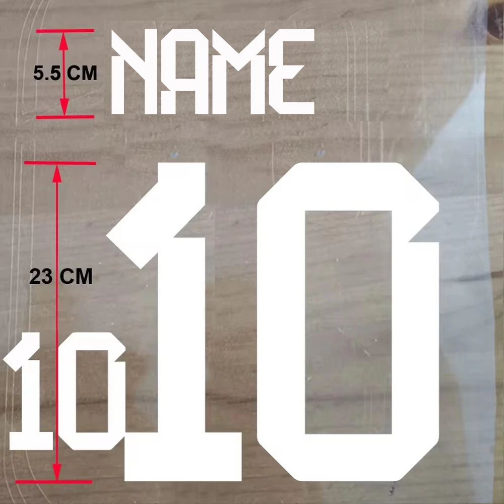 thumbnail image 1 of Conjuntos de nombres de fútbol para adultos Número personalizado 10# 7# 20# 7# Alto 23/10cm Adhesivo de transferencia caliente Kits de fútbol Camisetas Número Parche para planchar, 1 of 5