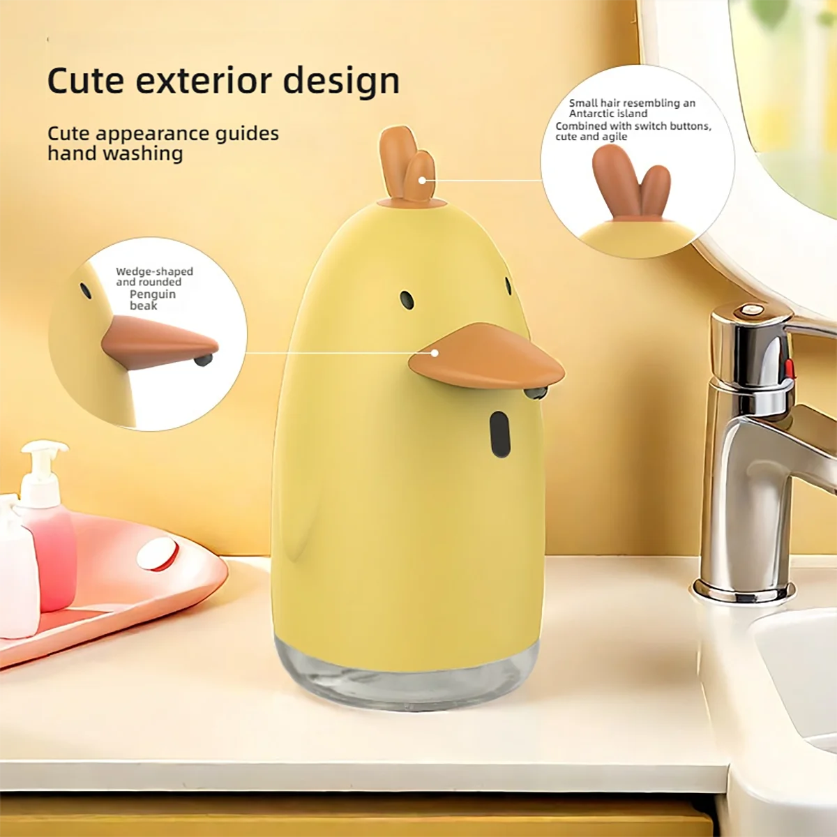 Automatic contactless sensor soap dispenser USB rechargeable cute cartoon style children hand soap bubble machine