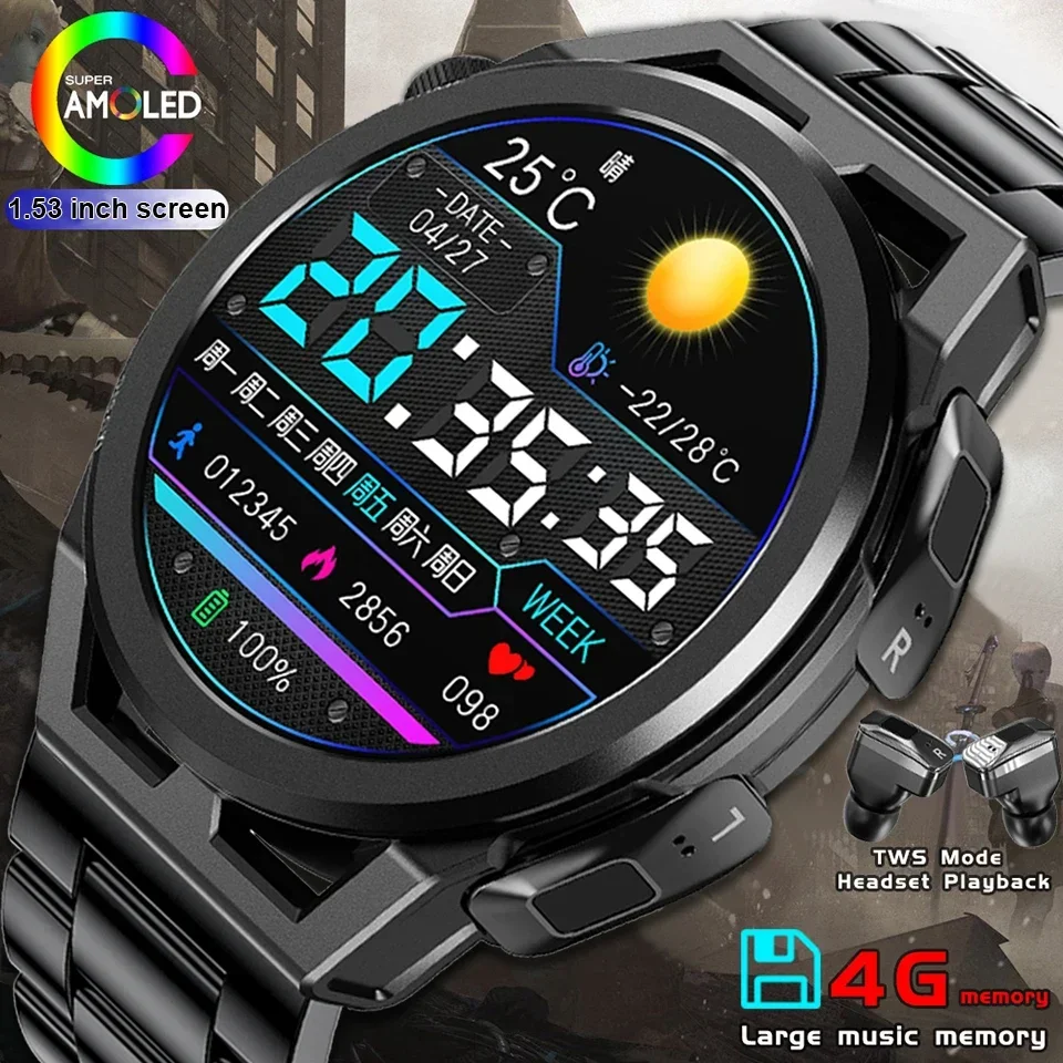 

2023 New Smart Watch AMOLED Screen Bluetooth Call Smartwatches Men Health Monitoring Watches For Xiaomi Support TWS Earphones