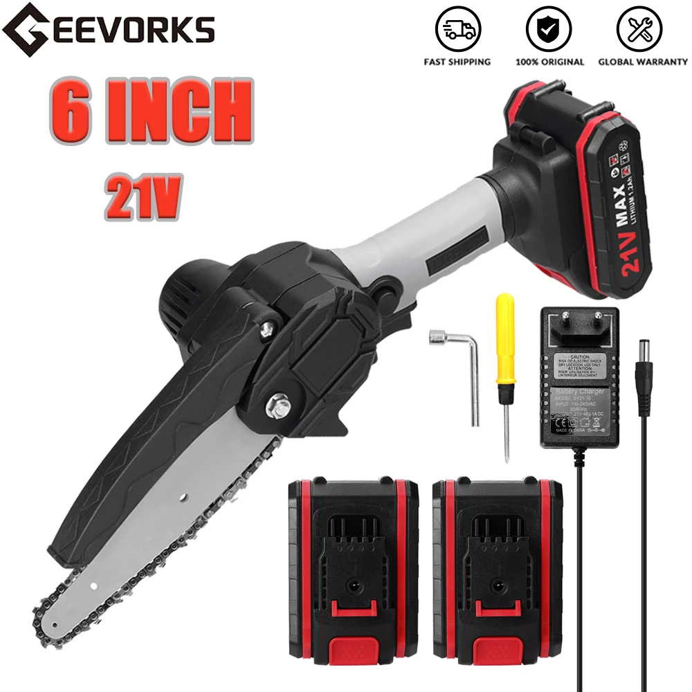 21V6inchElectricChainsawPortableElectricPruningSawsMiniWood