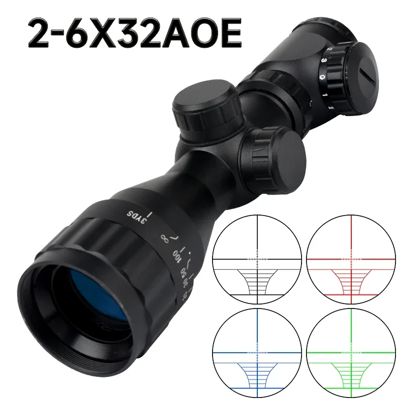 

2-6x32 AO GBR Riflescope Hunting Optical Scope Telescopic Sight Range Finder Reticle Air Rifle Airgun .22LR .223 5.56mm