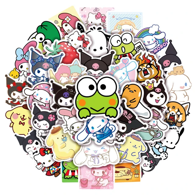 50Pcs kawaii kuromi stickers cute hello kitty sticker for laptop