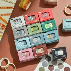 5Rolls/box Solid Color Washi Tape Set Decorative Masking Tape Cute Scrapbooking Adhesive Tape School Stationery Supplies