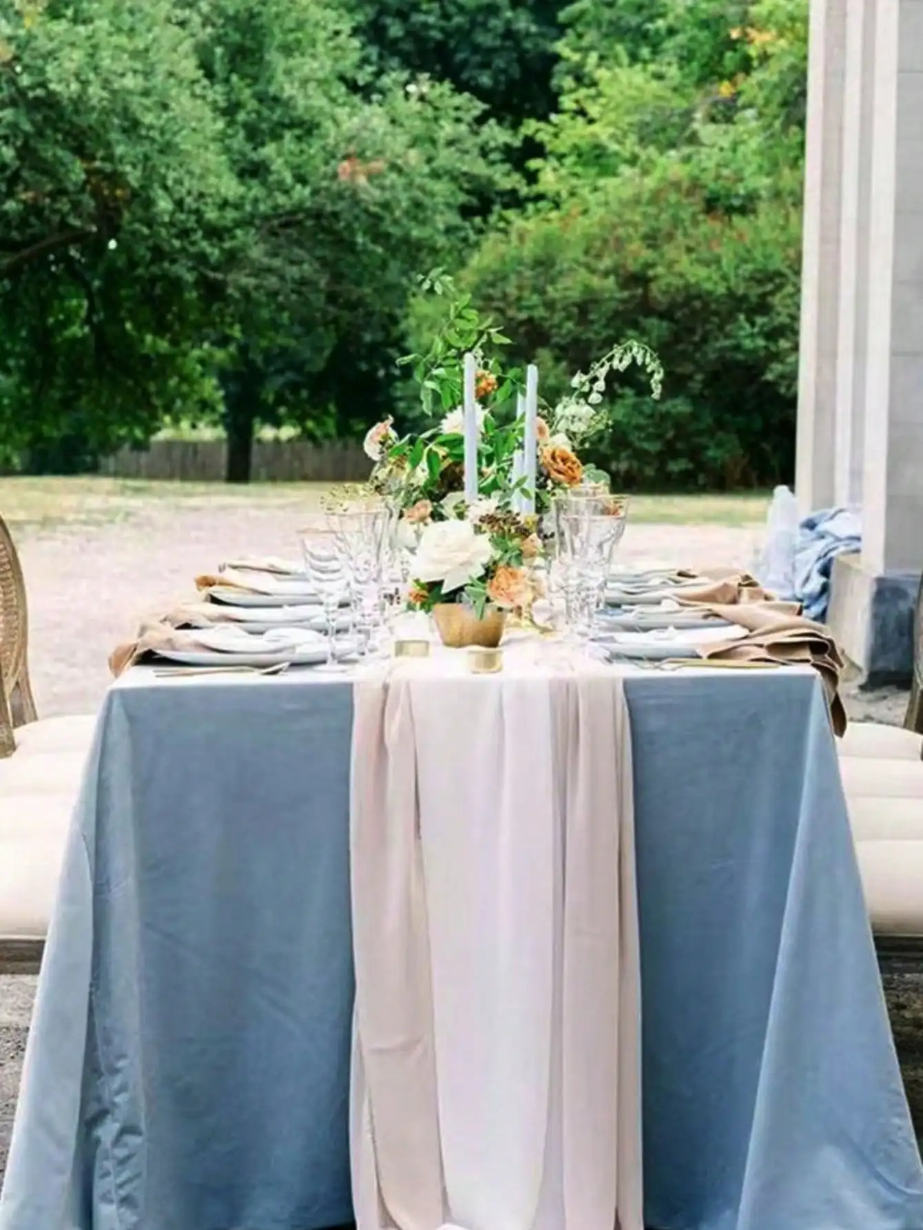 1 pc Blue Classic Comfortable Skin Friendly Flannelette Tablecloth for Valentine's Day Wedding /Family Decoration 6