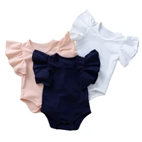 0-18month Newborn Baby Girls Ruffles Romper Summer Short Sleeve Jumpsuit Ribbed Knitted Romper Summer Clothes Outfits 1