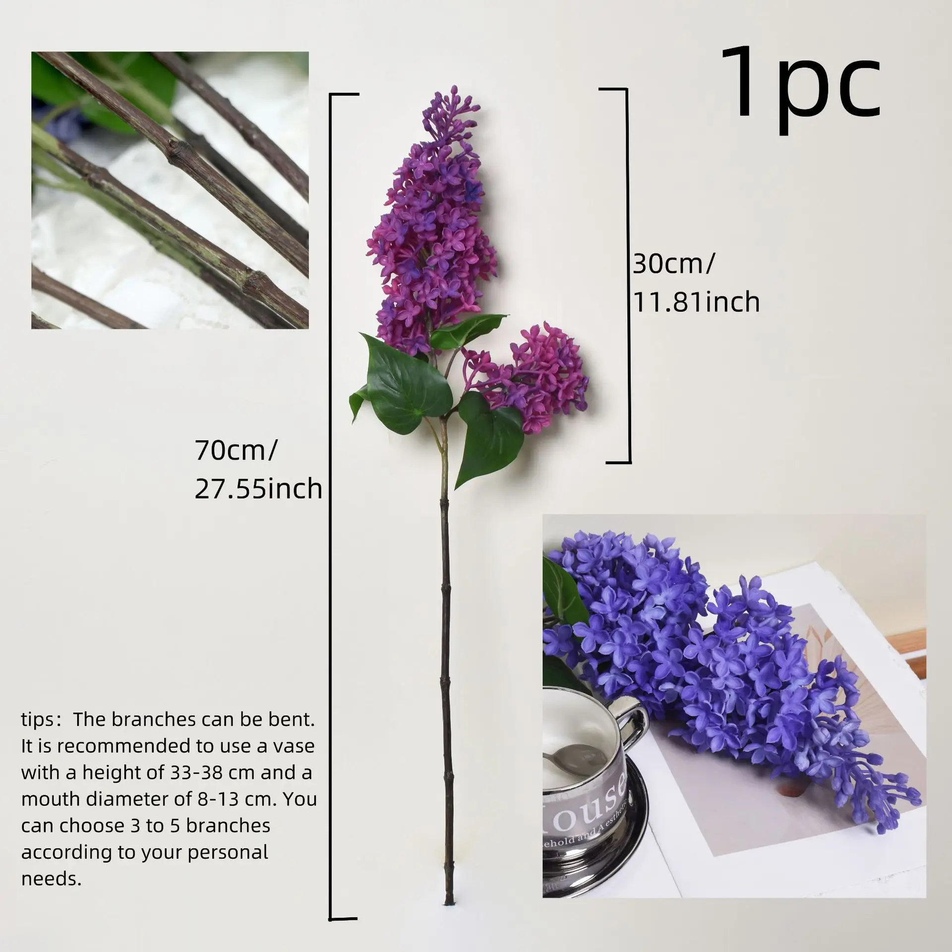 Luxurious Real Touch Lilac Flower Arrangement - Premium Artificial Decoration