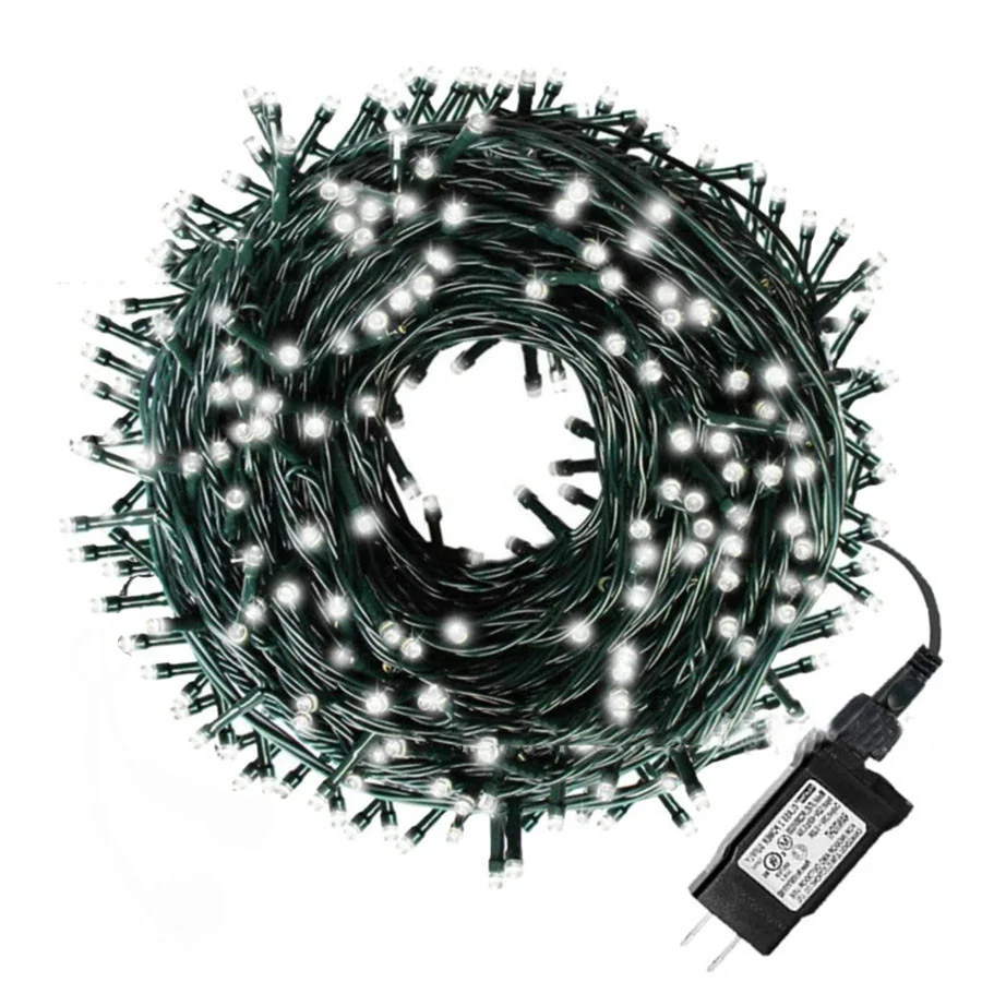 thumbnail image 1 of Guirnalda de luces LED navideñas para exteriores, 10 m, 50 m, 100 m, con cable verde, con enchufe, para árbol de Navidad, decoración de bodas y fiestas, 1 of 5