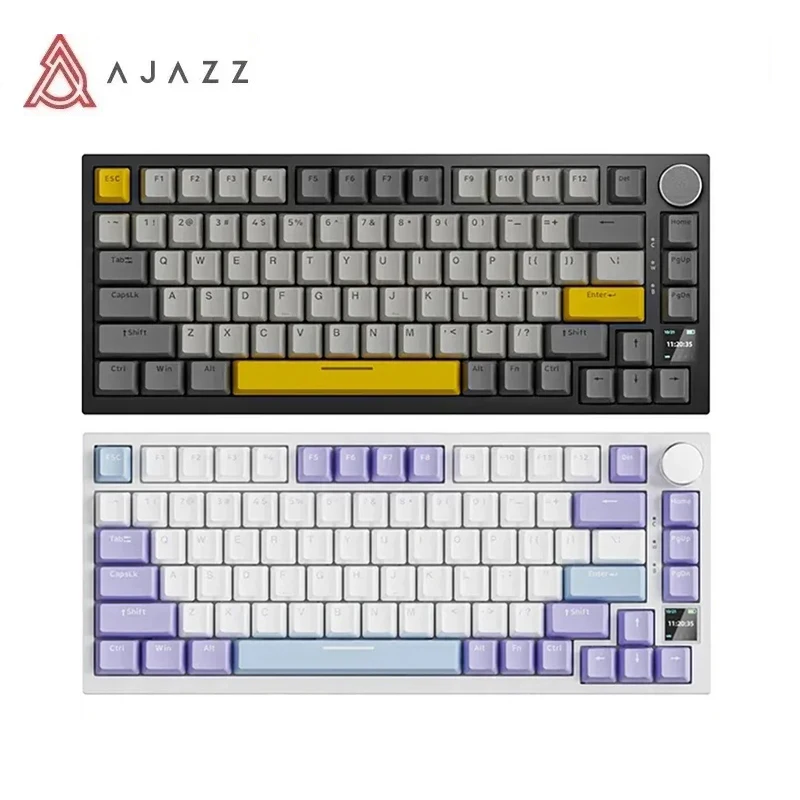 

Ajazz Ak820 Pro Rgb Tri-mode Mechanical Keyboard Gaming 75% Gasket-mounted Bluetooth 5.1/2.4g Wireless & Type-c Wired Tft Screen