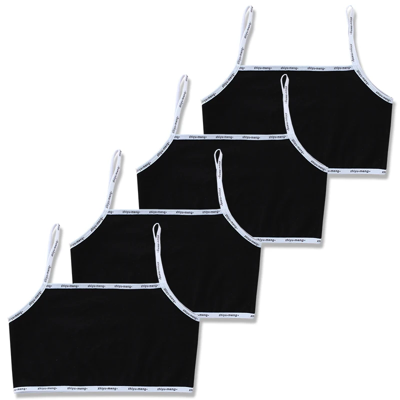 Girls Tank Tops 4pc/Lot Kids Underwear Model Cotton Girls Tank Top Candy Color Undershirt Girls Singlet Baby Camisole Bra Tops 8-14Years