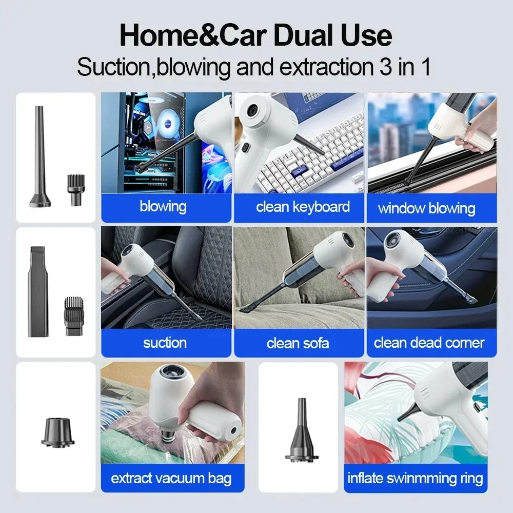 Car Vacuum Cleaner 4 In1 Wireless Vacuum Cleaner Handheld Vacuum Pump For Car Cleaner Cordless Powerful Nail Pump Car Accessory 5
