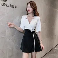 Vêtements de travail pour femmes, chemise, jupe courte imbibée, hôtel, salon de beauté, spa, massage, ongles, bain de pieds, technicien, salopette, uniforme 1