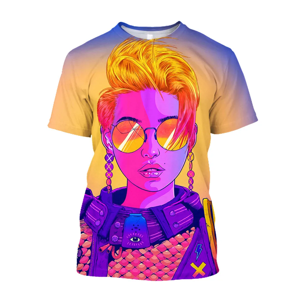 3D Freedom Cyberpunk Printed Futuristic Men T shirts Anime Cyber T