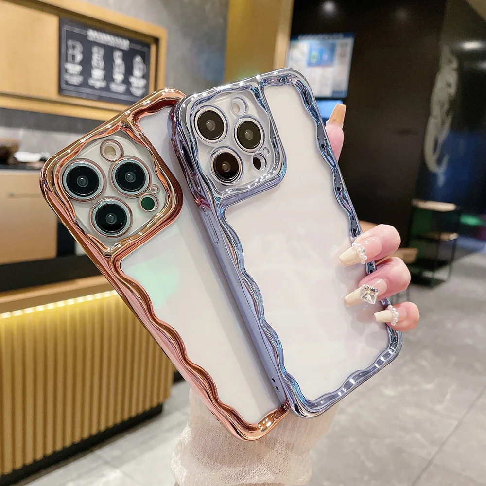 

Luxury Plating Phone Case For iPhone 11 12 13 14 Pro Max XS Max XR X 7 8 SE Camera Lens Protection Silicone Transparent Cover