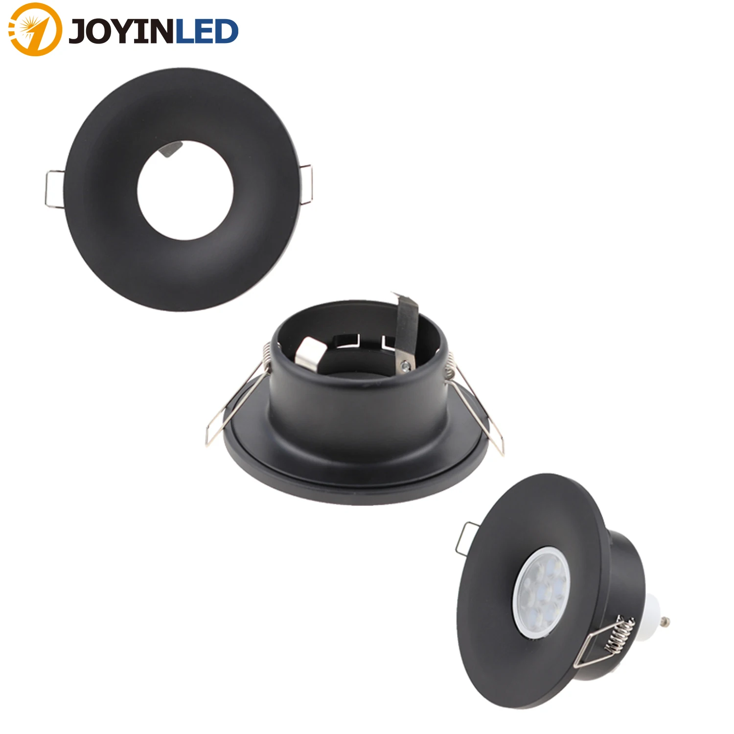 2PCS 블랙 화이트 컷 아웃 70MM LED 천장 조명 프레임 라운드 고정 장치 홀더 조정 가능한 LED 천장 스포트 라이트 조명기구