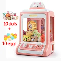 Automatic Doll Machine Toy for Kids Mini Cartoon Coin Operated Play Game Claw Crane Machines with Light Music Children Toy Gifts 2
