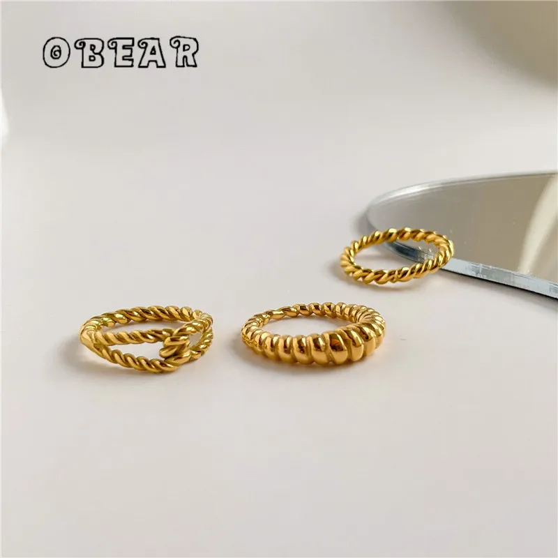 SimpleINSTwistKnottedNonAdjustableRingforWomenStainlessSteel