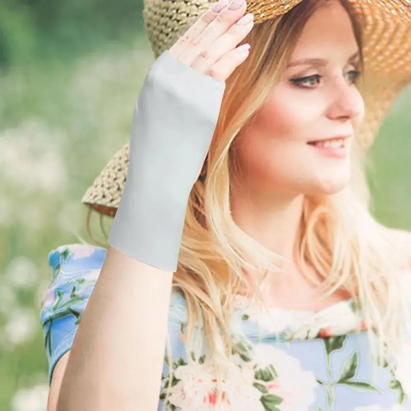 Sunscreen Fingerless Gloves Summer Gloves For Driving UV Sun Protection Mittens Half Finger Gloves For Women And Men Breathable 6