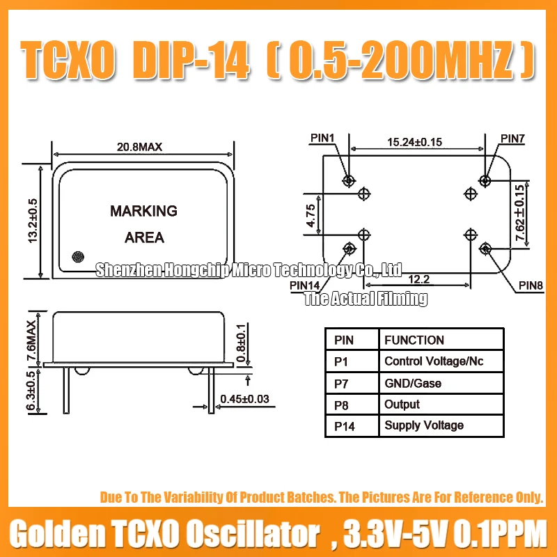 Crystal oscillator TCXO DIP-14 24.576M 24.576MHZ Gold Plated 3.3V-5V 0.1PPM