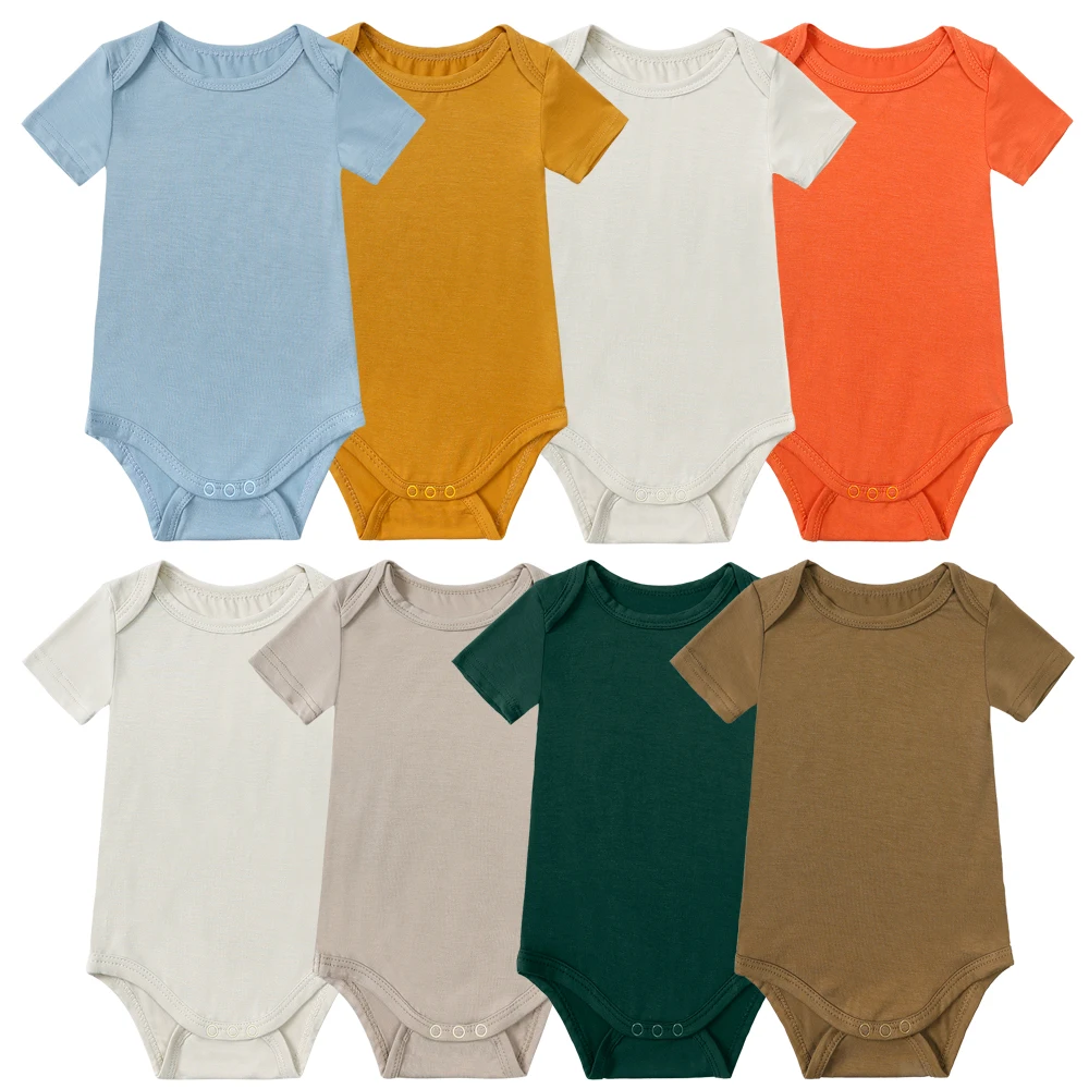 Summer Infant Bamboo Fiber Baby Boy Girls Romper Toddler Clothing Jumpsuit Short Sleeve Cute Onesies Solid Bodysuit For Newborn 2