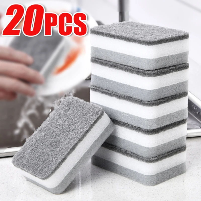 Double-sided Cleaning Sponges Wipe Scrubbing Pan Pot Dishwashing Scouring Pad Household Tools Kitchen Tableware Brush