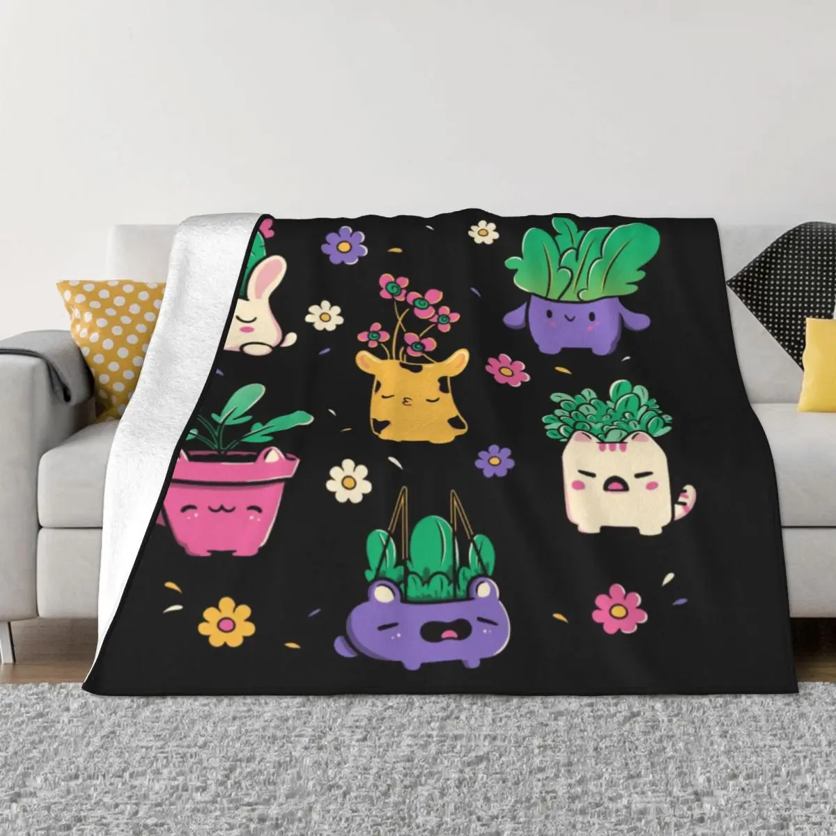 

Happy Plants Kawaii Soft Micro Fleece Blanket Cute Warm Great Gift Multi Styles