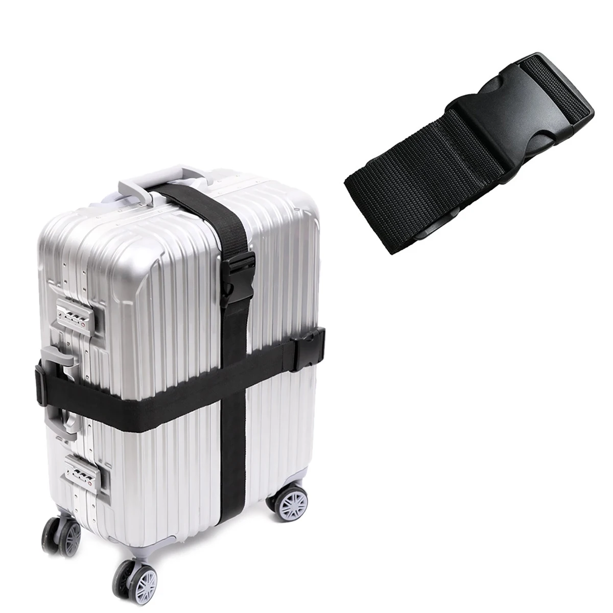 1 Stück 78" x 2" Gepäckgurte Koffergurte breite verstellbare Verpackungsgurte Reisezubehör, Schwarz