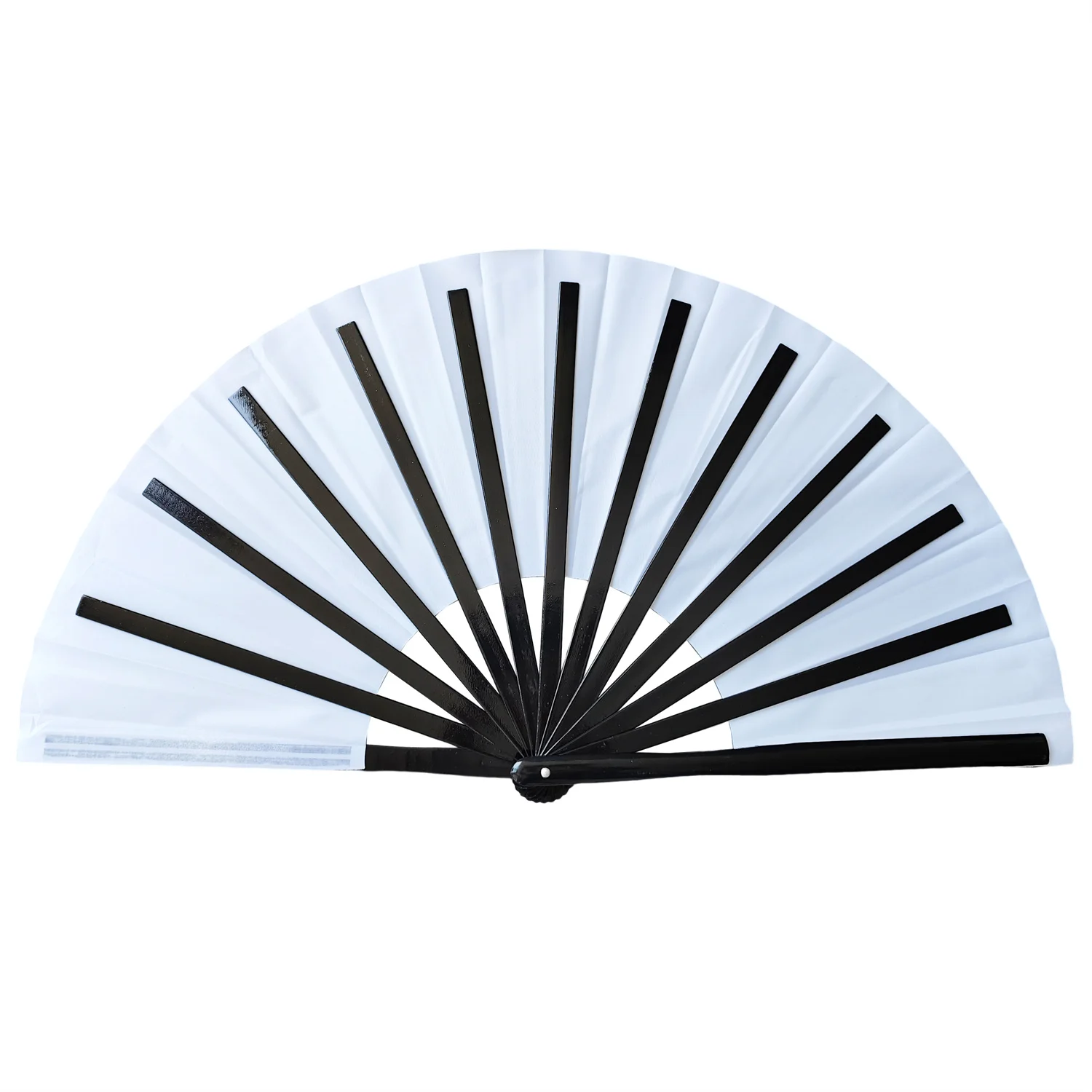 Folding Hand Fan Chinese Kung Fu Tai Chi Fan Nylon-Cloth Bamboo Fans For Performance Dance Festival Gift White