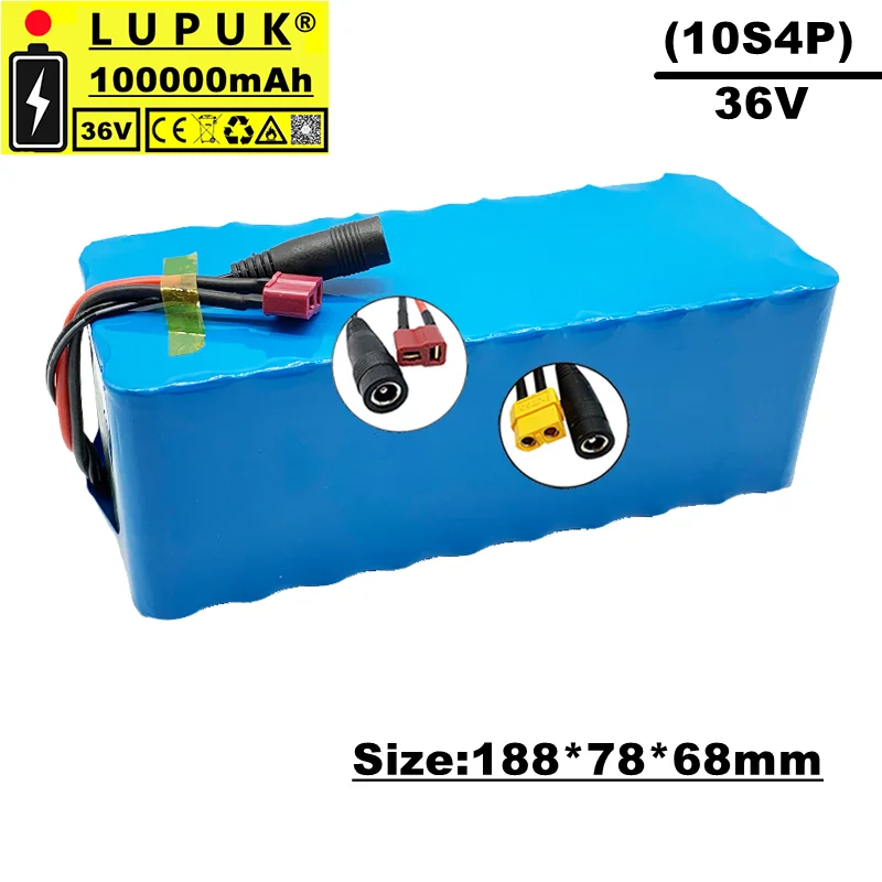 

Lupuk-36v lithium ion battery pack, 10s4p, 100000mah,1000W,built-in BMS, suitable for motorcycles,electric bicycles and scooters