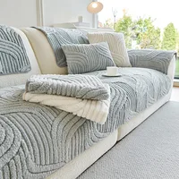 2024 Autumn and Winter Thickened Plush Sofa Cover Straight Row High-end Feeling Non Slip Pet Friendly Machine Washable 2