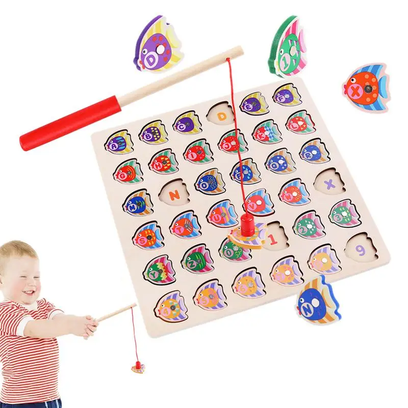 

Wooden Sorting Fishing Montessori Fishing Game Matching Puzzle Counting Learning Board Educational Wooden Fishing Counting