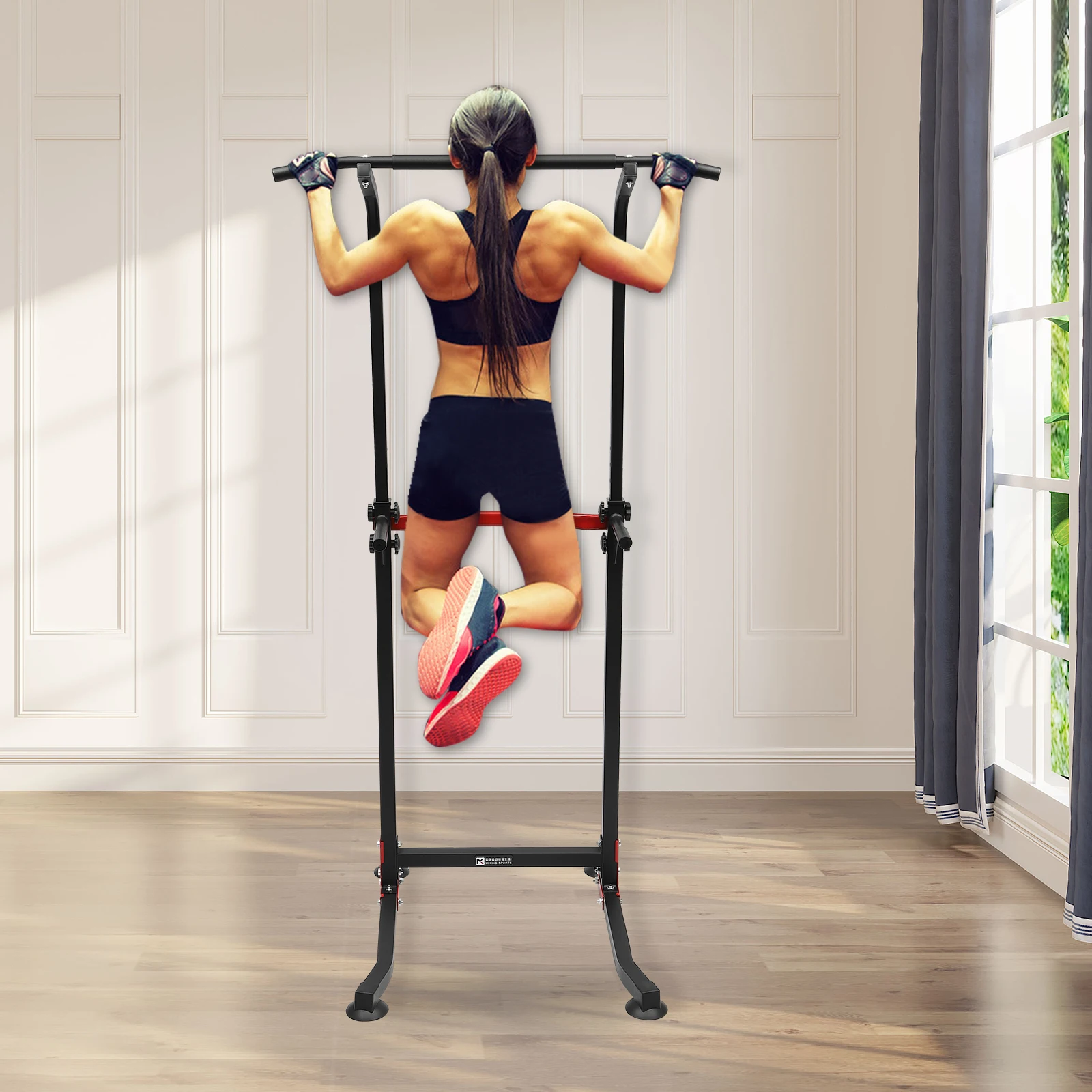 Station d'entraînement multi-fonctions pour tractions - Capacité 150kg réglable en hauteur - Matériel fitness solide