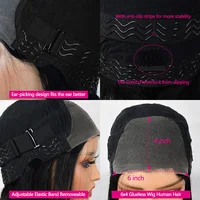 26 28 30 pouces 6X4 droite sans colle perruques cheveux humains prêt à porter Go perruques de cheveux humains brésilien pré-coupé fermeture perruque perruque de cheveux humains 5