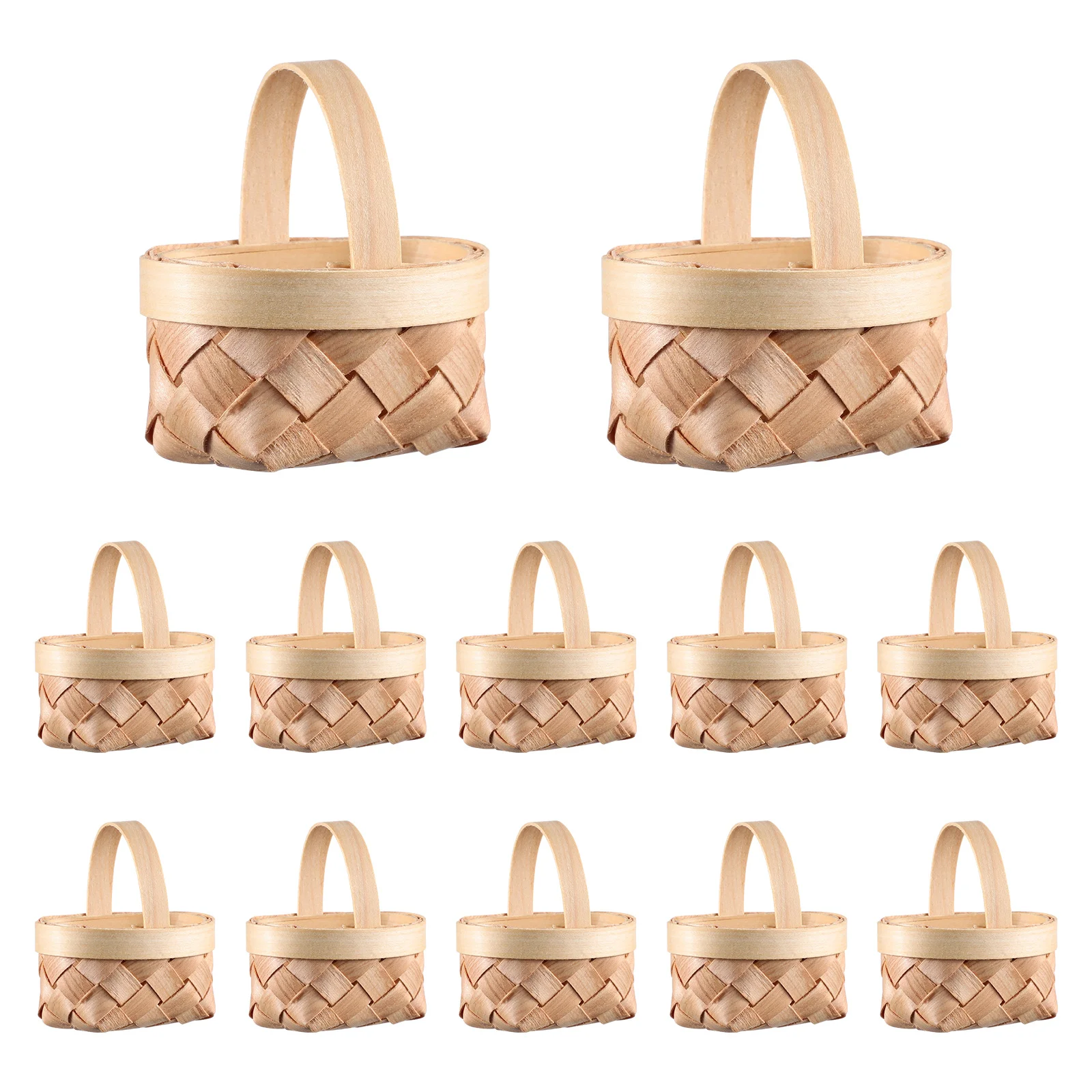 

Tofficu Picnic Basket 12Pcs Wooden Woven Baskets Miniature Portable Baskets Decorative Hanging Baskets Mini Wooden Baskets