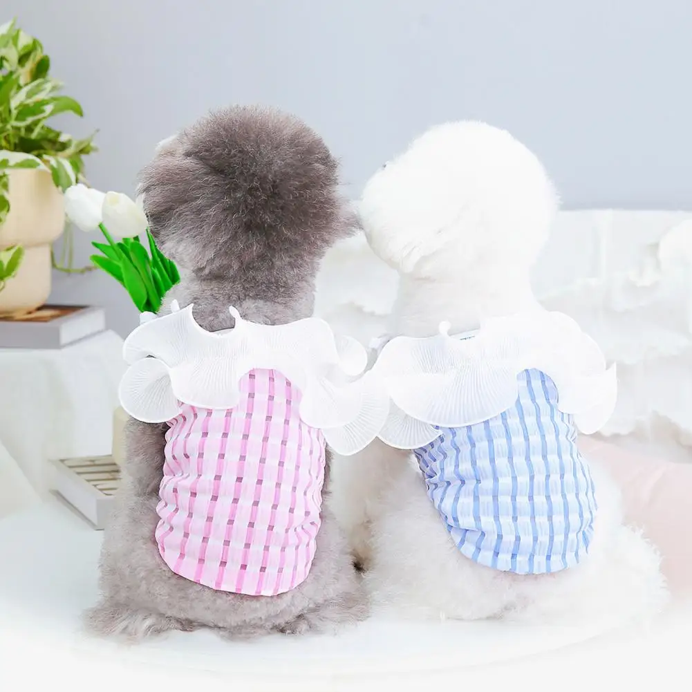 

Stylish Plaid Print Pet Dog Summer Blouse Shirt Pet Shirt Bright Color Dress-up