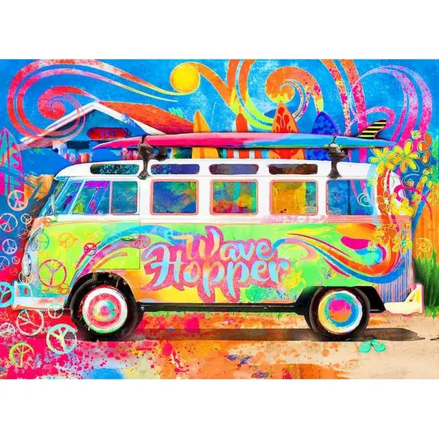 Abstract Campervan VW Beach Painting By Numbers Set Hobby Paint