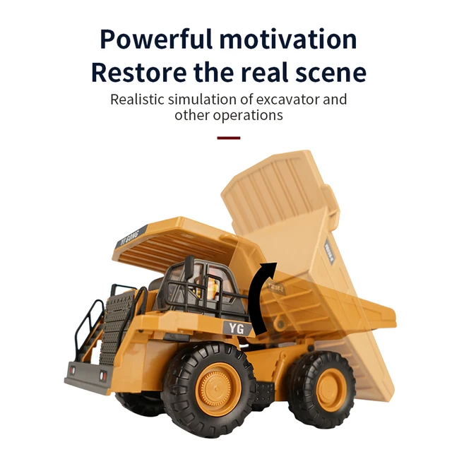 RC Dump Truck 1:24 6 Ch 2.4G Alloy Remote Control Truck 9CH Remote-Controlled Machine Vehicle Toy Machine Model Toys Gift 3